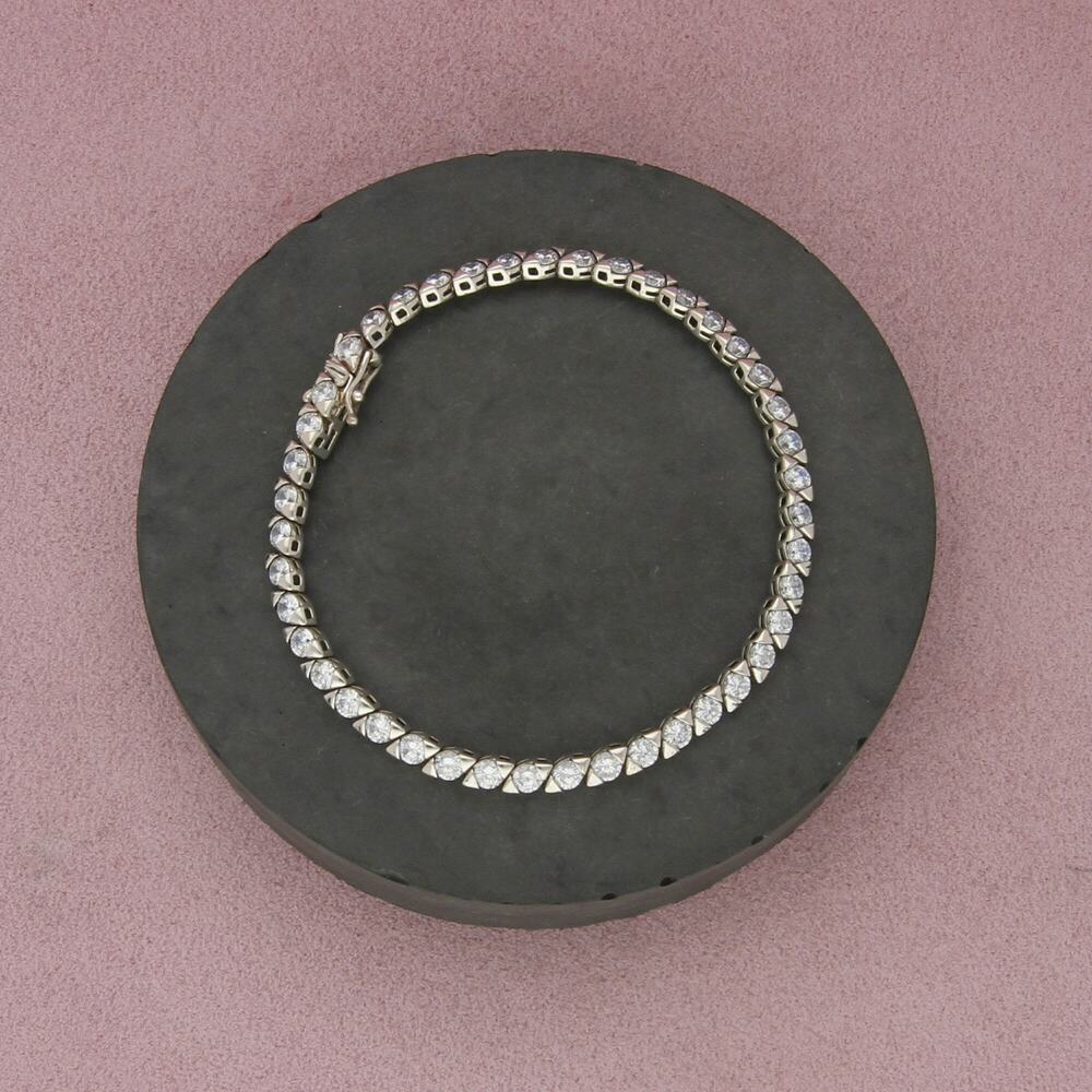 sterling silver round-cut cz tennis bracelet size 8in